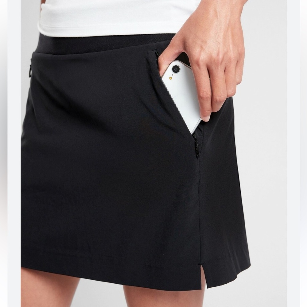 Athleta Soho Skort Black Zip Pockets Lined Tennis Pickleball 211382-01